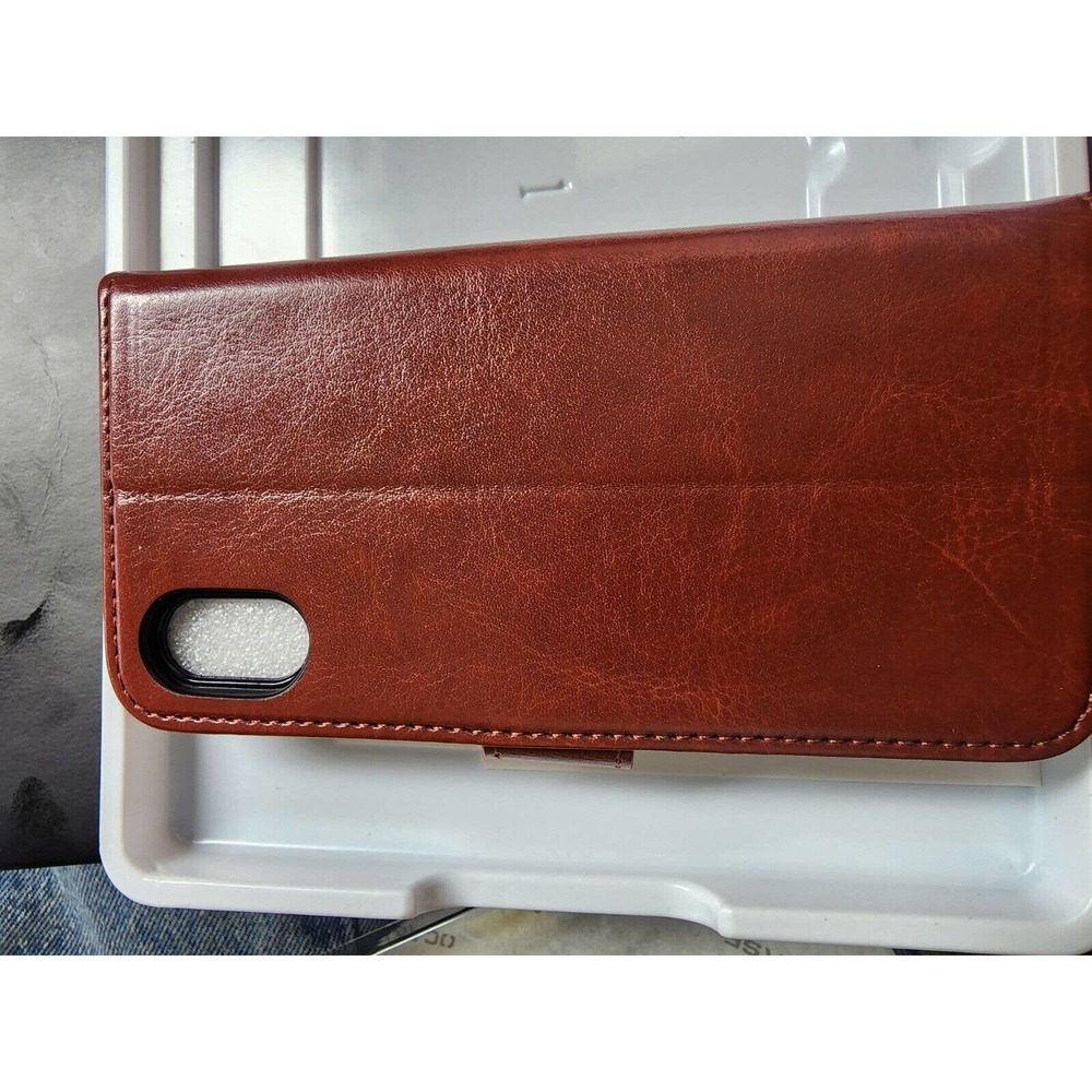 OCASE Compatible with iPhone X Wallet Case, PU Leather Flip Folio Case Brown